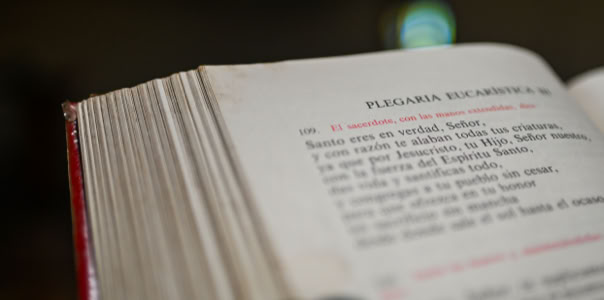 Libro abierto con texto en español, enfocado en una página que contiene oraciones.